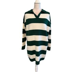 Princess Polly Green and White Striped Polo Sweater Mini Dress
